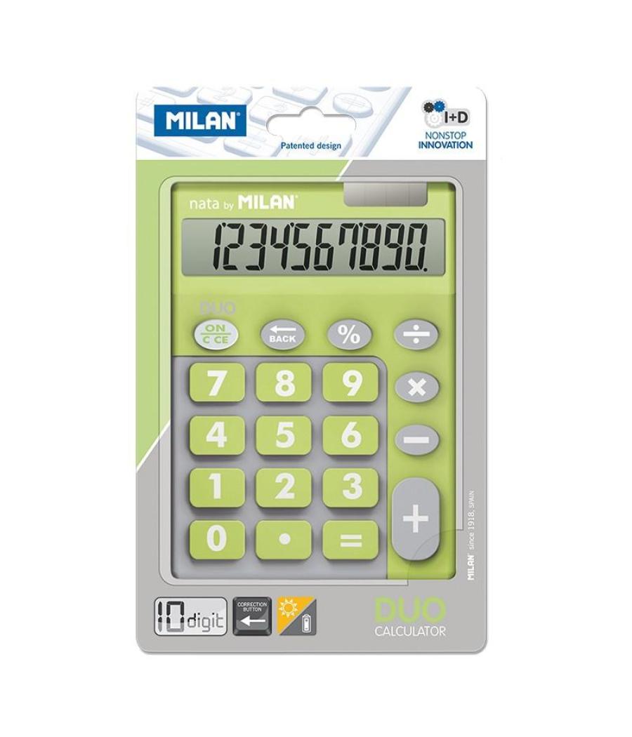 Milan calculadora duo 10 digitos dual blister verde