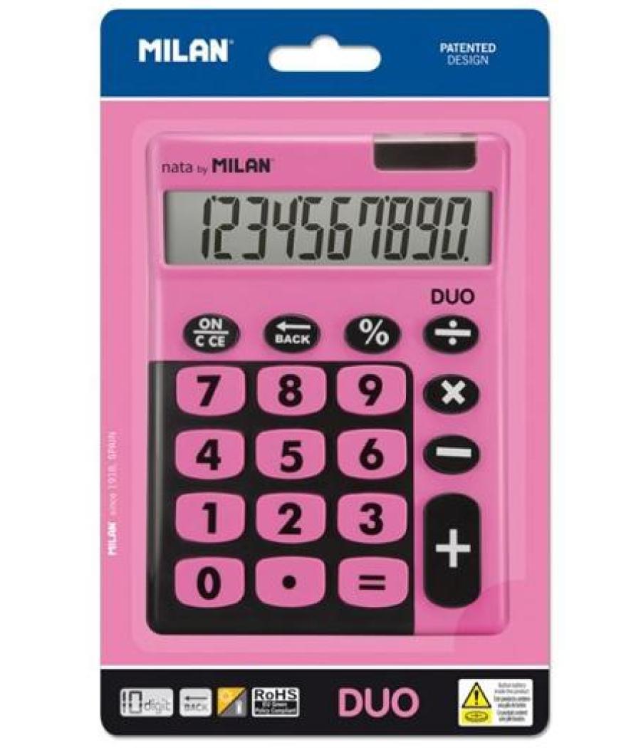 Milan calculadora touch duo 10 digitos dual blister rosa