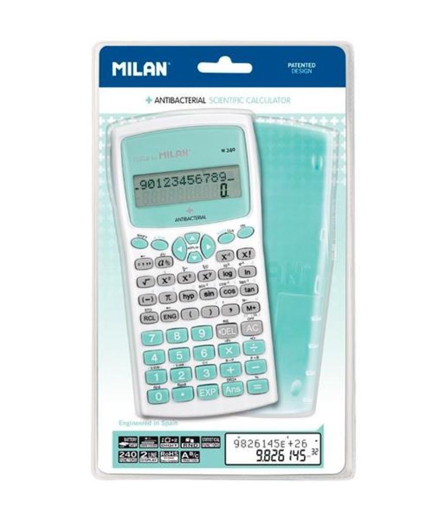 Milan calculadora científica m240 edición antibacterial blanco/turquesa blister