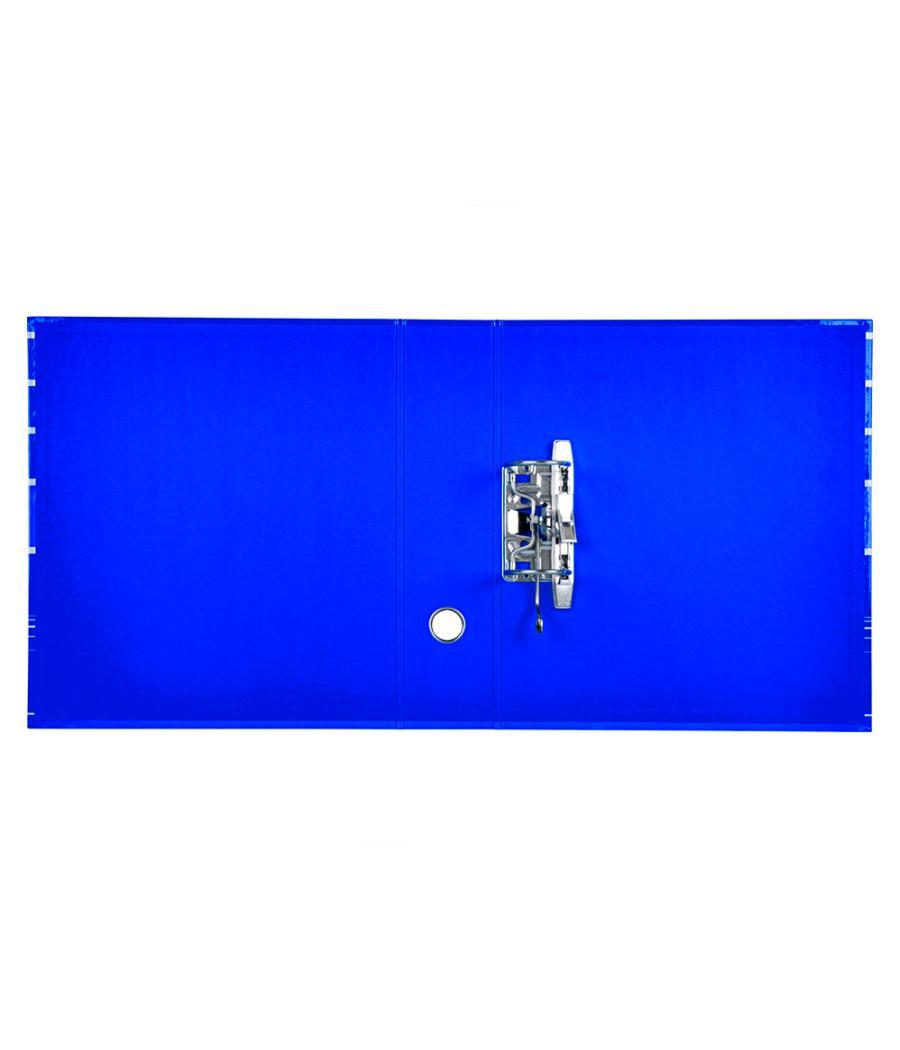Archivador de palanca liderpapel a4 filing system forrado sin rado lomo 80mm azul con caja y compresor metélico