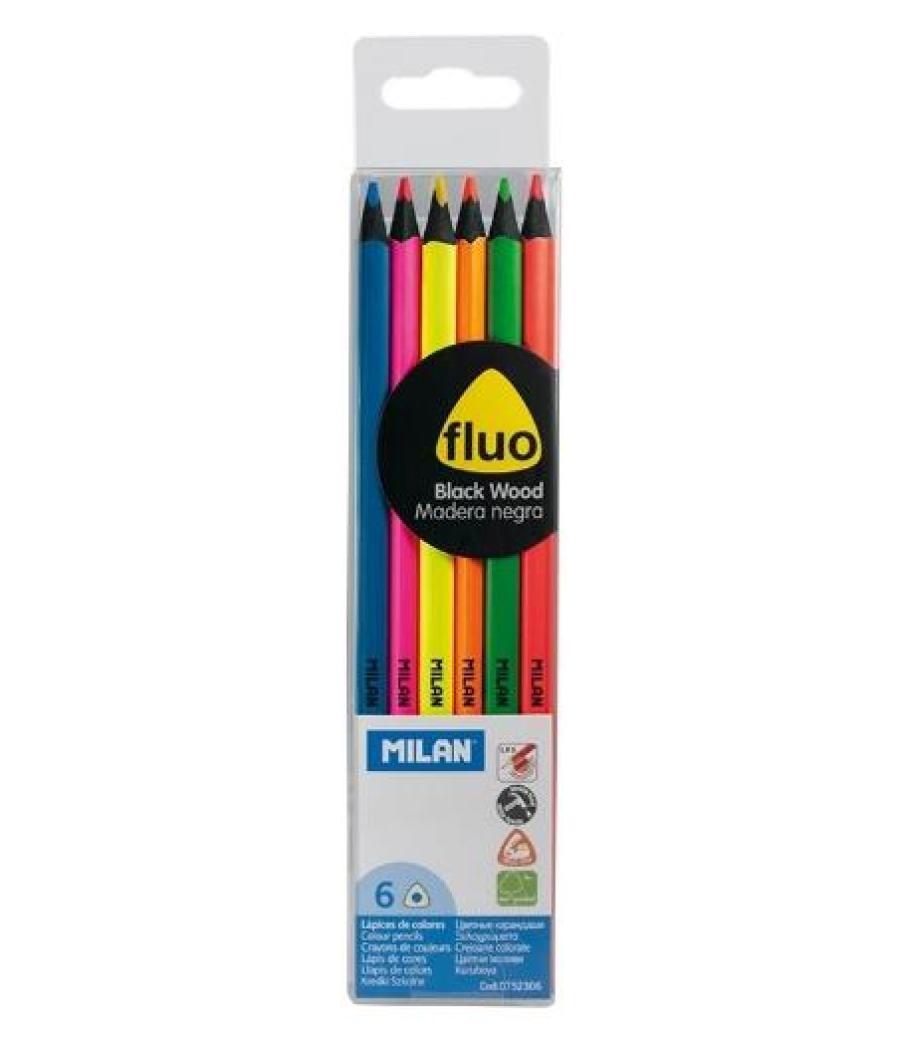 Milan lápices de colores triangulares fluorescentes surtidos blister -6u-