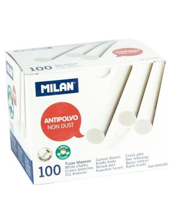 Milan tizas blancas antipolvo carbonato cálcico caja 100