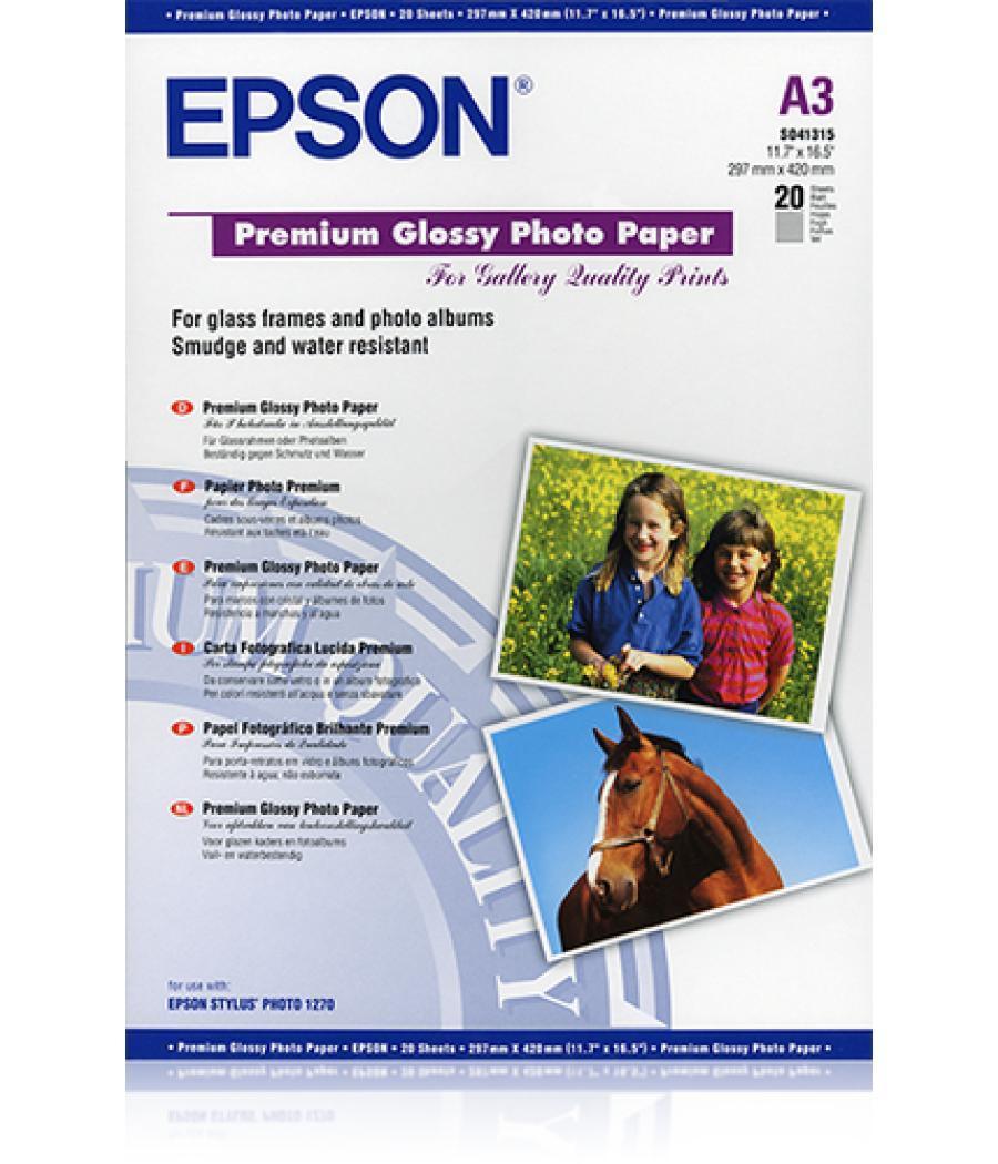 Papel fotografico epson din a3 premium glossy 255 gr pack de 20 hojas