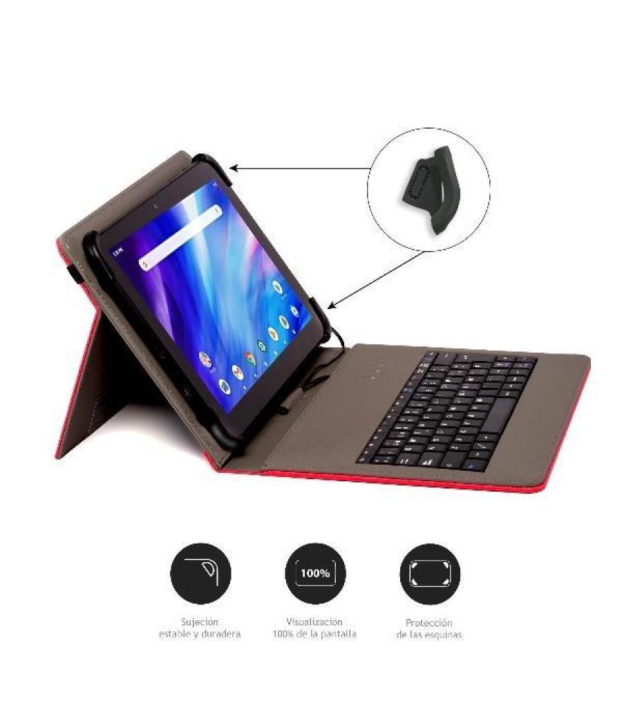Nilox funda tablet 9,7" a 10´5" con teclado usb rojo