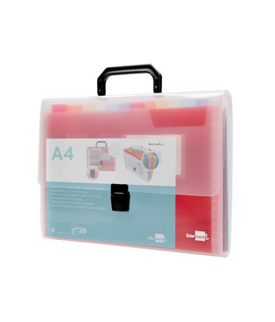 Carpeta liderpapel clasificador fuelle 45144 polipropileno a4 transparente con asa spectrafile 26 dpto