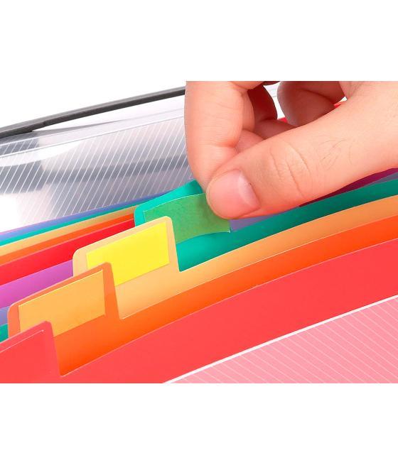 Carpeta liderpapel clasificador fuelle 45144 polipropileno a4 transparente con asa spectrafile 26 dpto