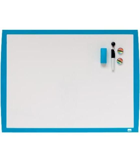 Nobo pizarra magnética pequeña marco azul 58,5x43cm blanco