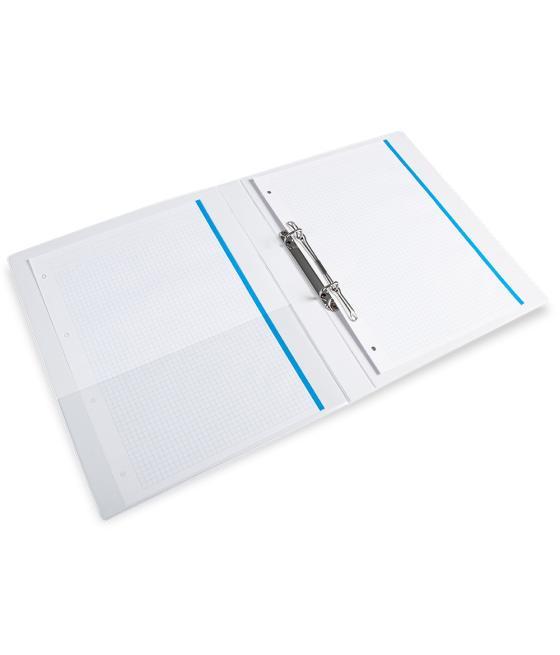 Carpeta canguro 2 anillas mixtas 16mm liderpapel a4 plástico blanca