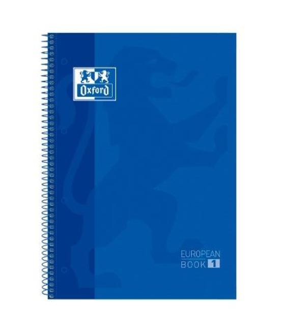 Oxford cuaderno classic europeanbook 1 microperforado 80h a4+ 5x5 t/extraduras banda color azul marino -5u-