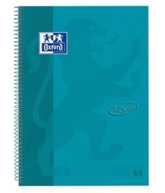 Oxford cuaderno europeanbook 1 microperforado 80 hojas 5x5 tapas extraduras touch a4+ aqua intenso -5u-