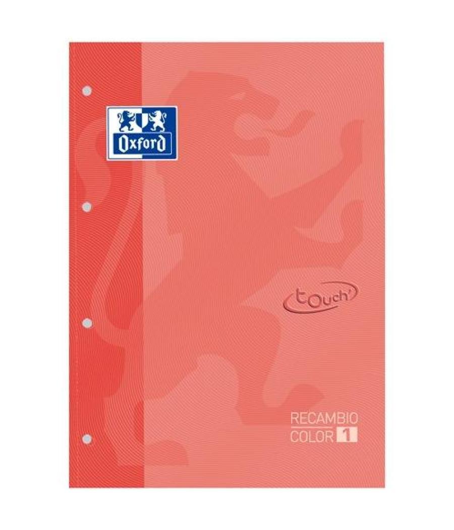 Oxford recambio touch 80h a4 encolado 90gr 5x5mm 4 taladros 1 banda color coral -5u-