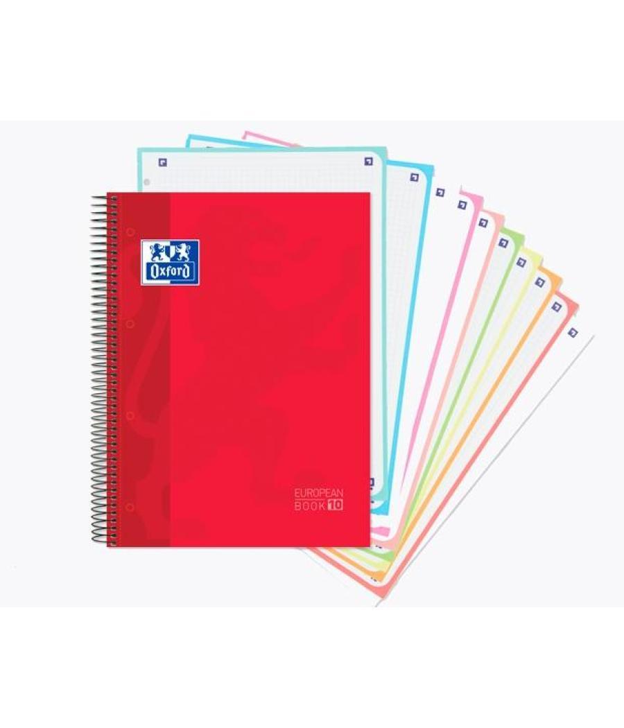 Oxford cuaderno europeanbook 10 microperforado 150 hojas 5x5 tapas extraduras classic a4+ colores -pack 5u-