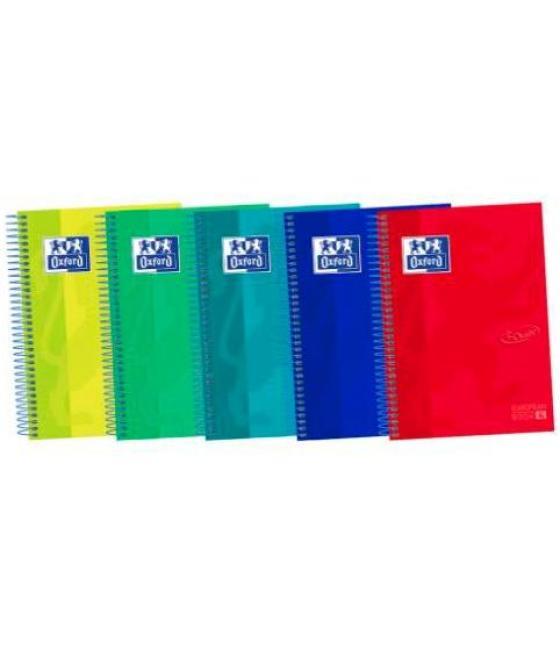 Oxford cuaderno europeanbook 4 touch 120 hojas 5x5 microperforado t/ extraduras a5+ colores surtidos vivos-pack 5-