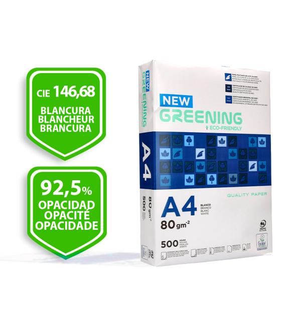 Papel fotocopiadora greening din a4 80 gramos paquete de 500 hojas