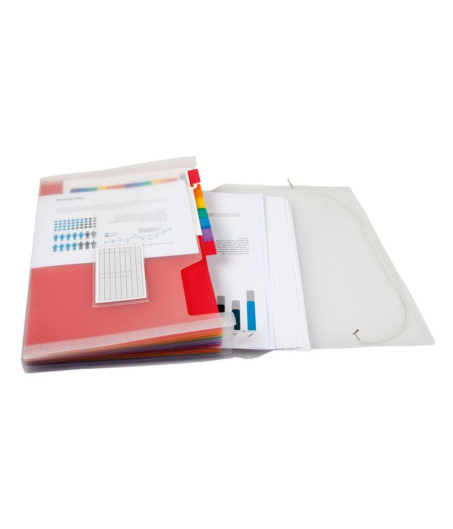 Carpeta liderpapel clasificador fuelle 42159 polipropileno a4 tte 2 huecos tarjetas spectrafile 13 dpto