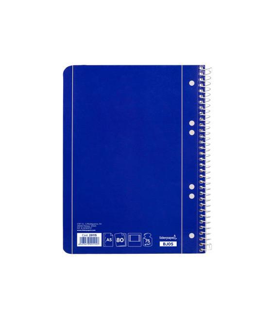 Cuaderno espiral liderpapel a5 micro serie azul tapa blanda 80h 75 gr liso 6taladros azul