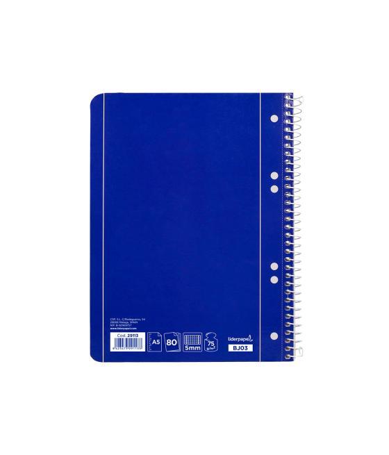 Cuaderno espiral liderpapel a5 micro serie azul tapa blanda 80h 75 gr cuadro5mm 6 taladros azul