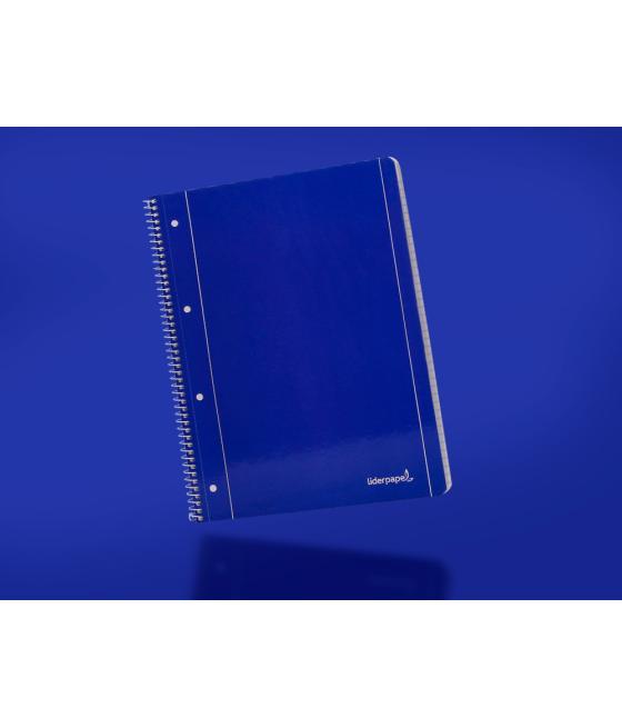 Cuaderno espiral liderpapel a4 micro serie azul tapa blanda 80h 75 gr liso con margen 4 taladros azul