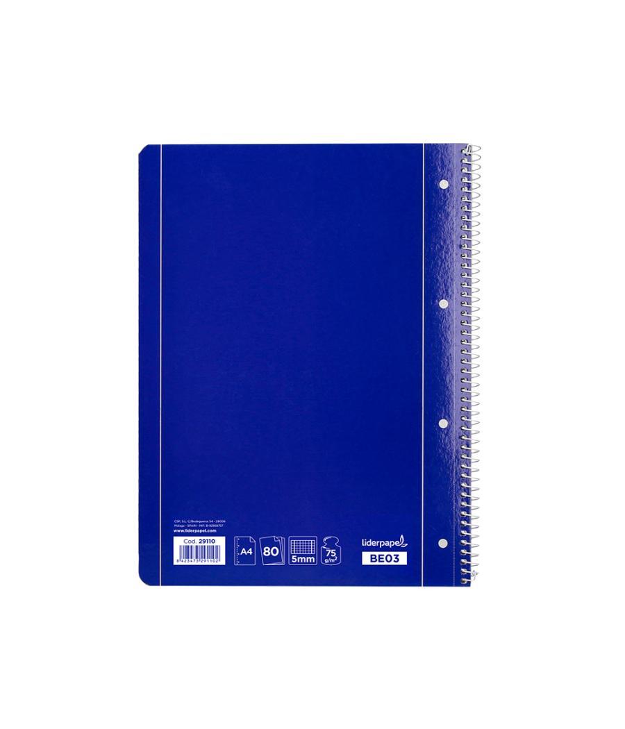 Cuaderno espiral liderpapel a4 micro serie azul tapa blanda 80h 80 gr cuadro5mm con margen 4 taladros azul