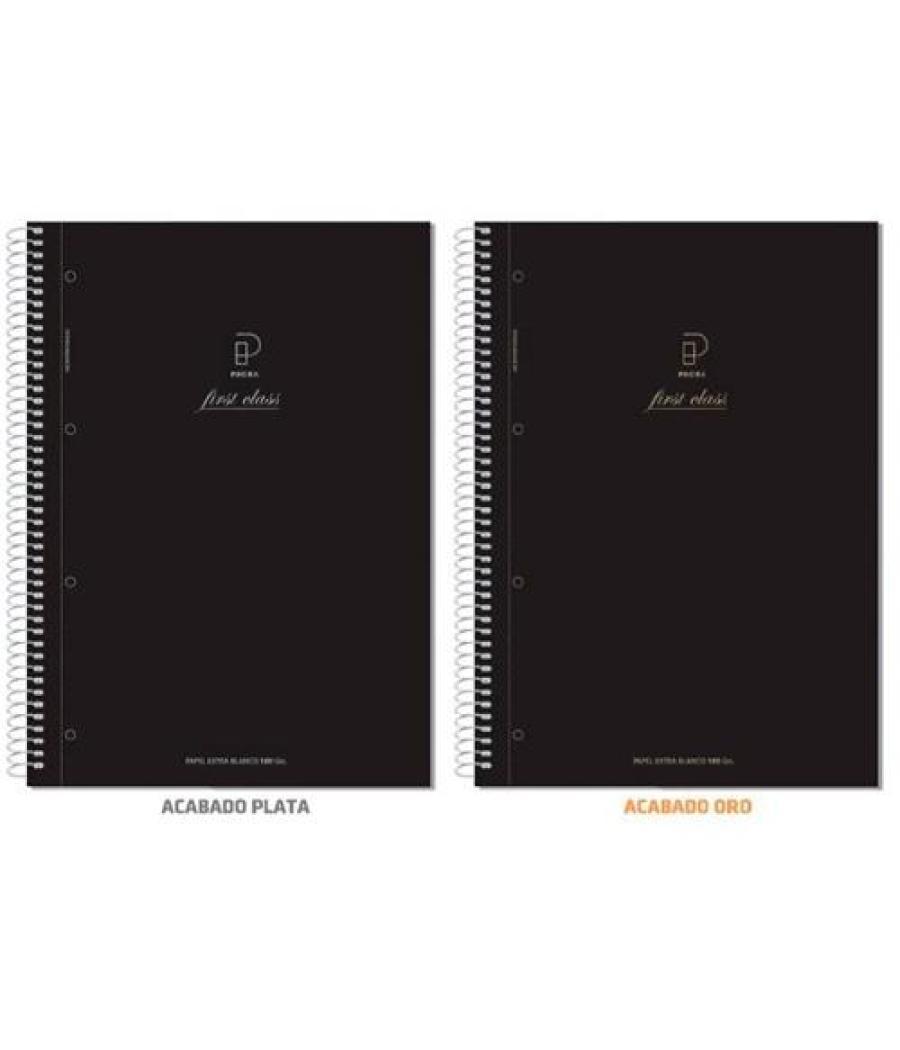 Pacsa cuaderno serie first class 120h a5 5x5mm 100gr microperforado tapa negra relieve oro/plata surtidos -4u-