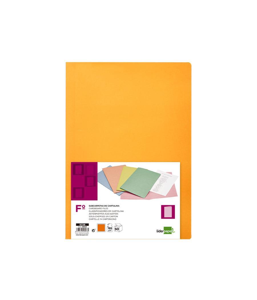 Subcarpeta liderpapel folio naranja intenso 180g/m2