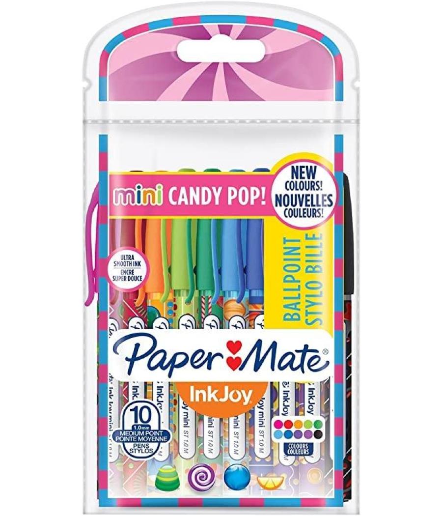 Paper mate inkjoy candy pop boligrafo triangular surtida rosa, rojo, lima, morado, naranja, verde, turquesa, negro, azul, violet