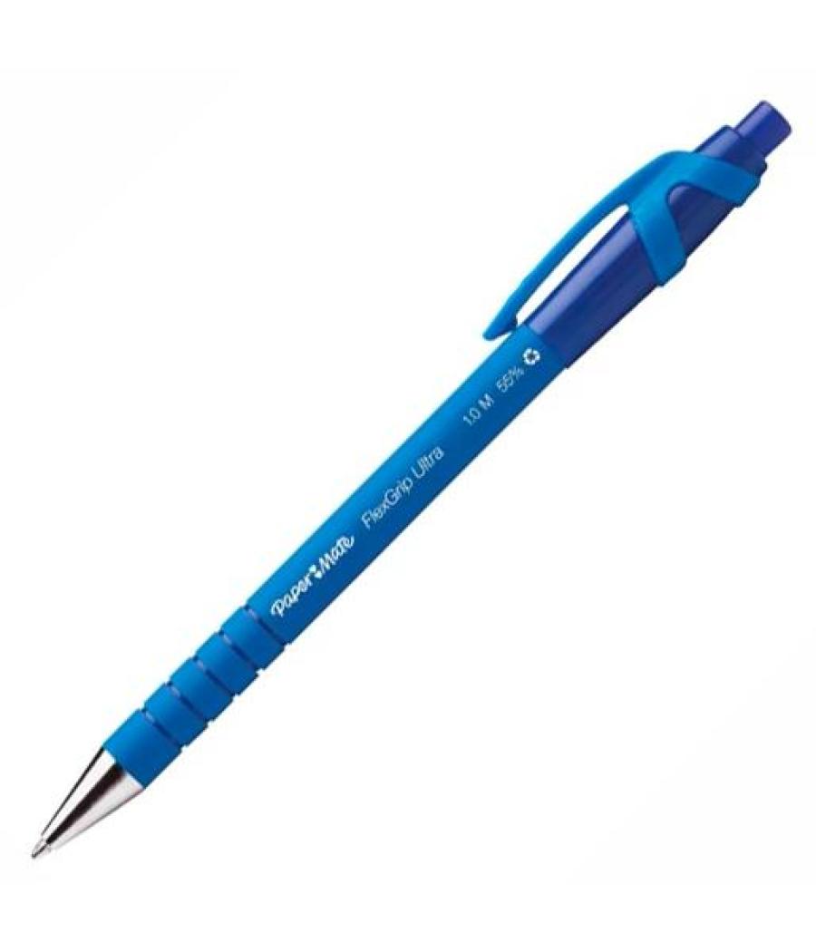 Paper mate bolígrafo flexgrip ultra retráctil punta media azul caja -12u-