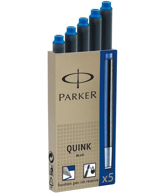 Parker recambio para pluma quink ink cartucho pack 5 ud azul