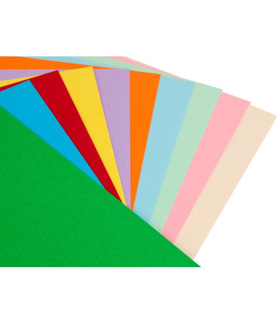 Papel color liderpapel a4 80gr 10 colores surtidos paquete de 100 hojas