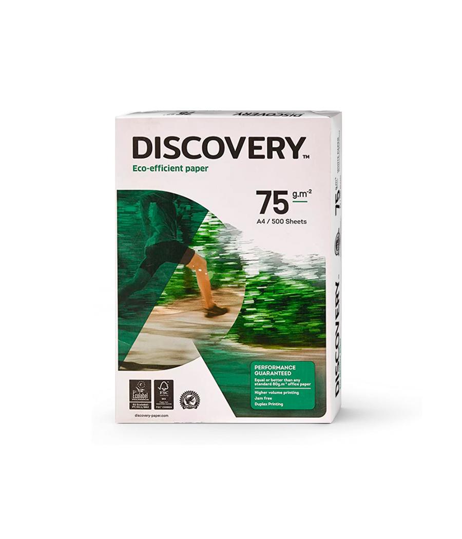 Papel fotocopiadora discovery din a4 75 gramos papel multiuso ink-jet y láser paquete de 500 hojas