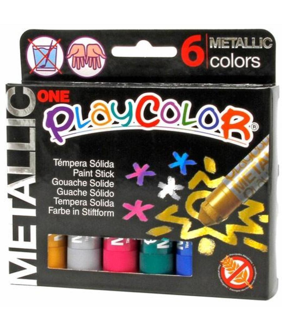 Playcolor témperas sólidas metallic one barra 10gr estuche de 6 c/surtidos metálicos