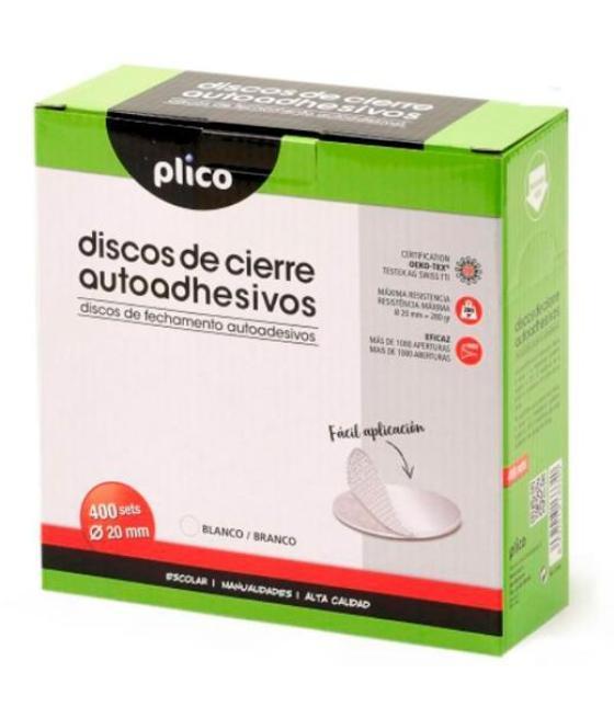 Plico discos de cierre textil autoadhesivo ø20mm -caja 400 discos- blanco
