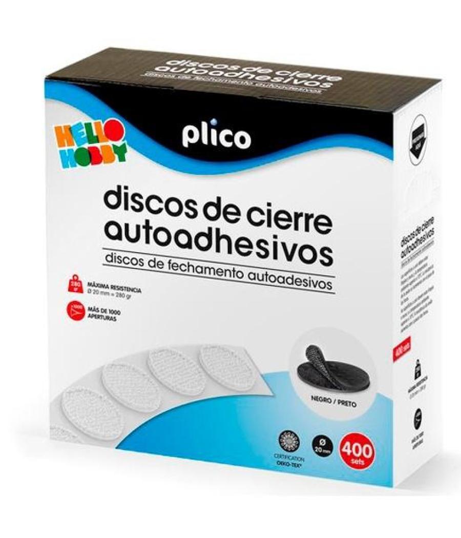 Plico discos de cierre textil autoadhesivo ø20mm -caja 400- negro