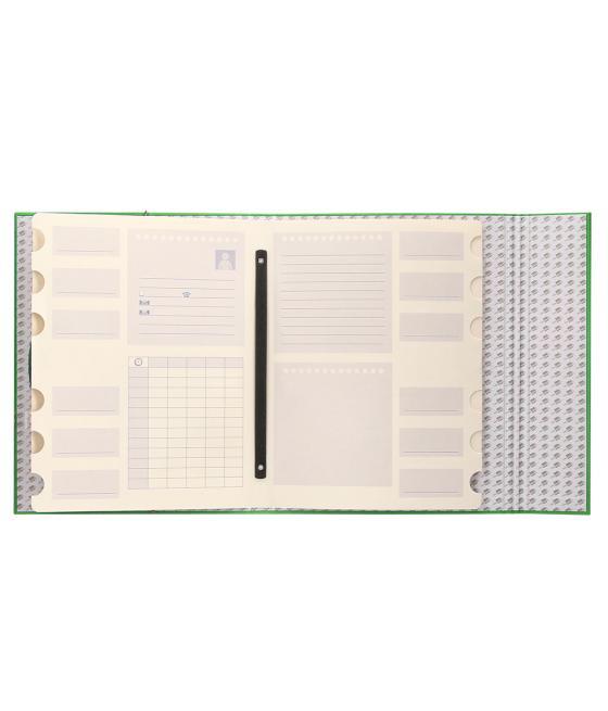 Carpeta clasificadora liderpapel 12 departamentos folio prolongado cartón forrado verde claro