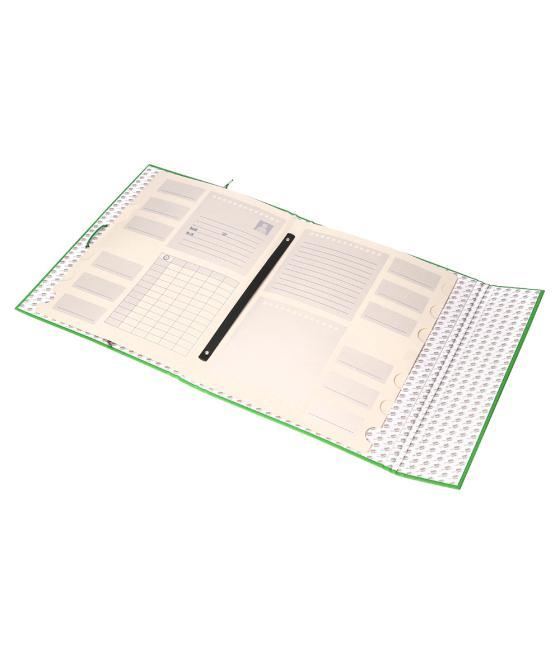 Carpeta clasificadora liderpapel 12 departamentos folio prolongado cartón forrado verde claro