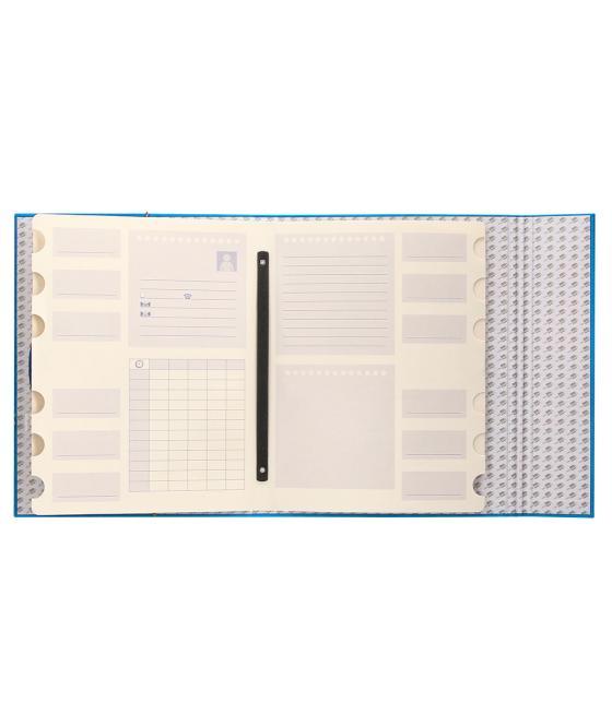 Carpeta clasificadora liderpapel 12 departamentos folio prolongado cartón forrado celeste