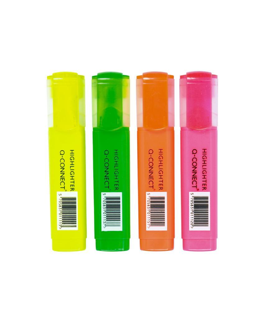 Rotulador q-connect fluorescente surtido caja de 4 unidades colores surtidos