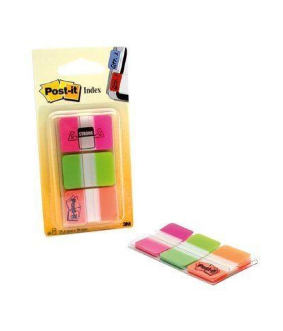 Post-it index rigido rosa verde naranja - 3 dispensadores std 3x22