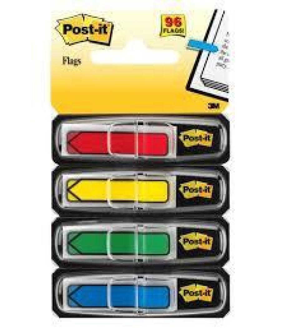 Post-it index rojo, amarillo, verde, azul - 4 dispensadores std 4x24