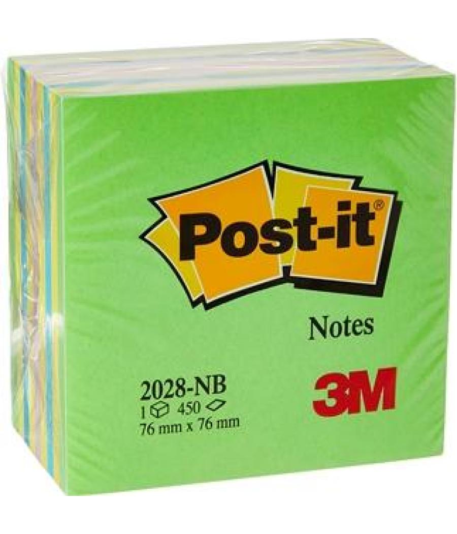 Post-it cubo de notas multicolor 5x50 hojas 76x76 colores verde/azul neon