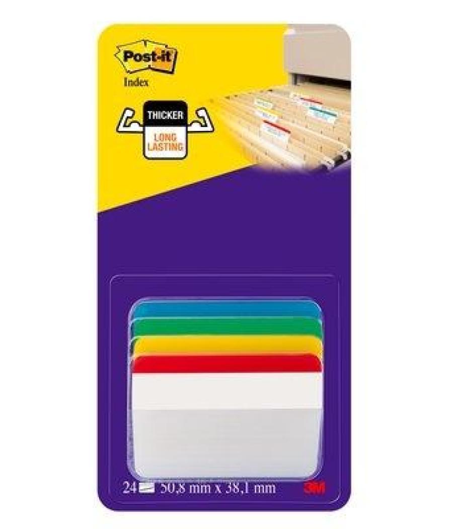 Post-it index rigido 51x38mm rojo azul verde amarillo - 4 sin dispensador std 4x6