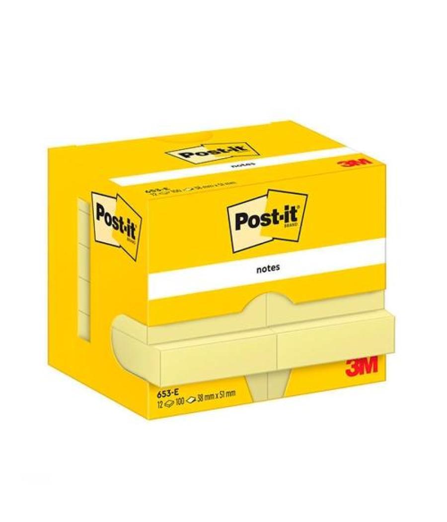 Post-it blocs notas 653 canary yellow 38x51 -pack 12-