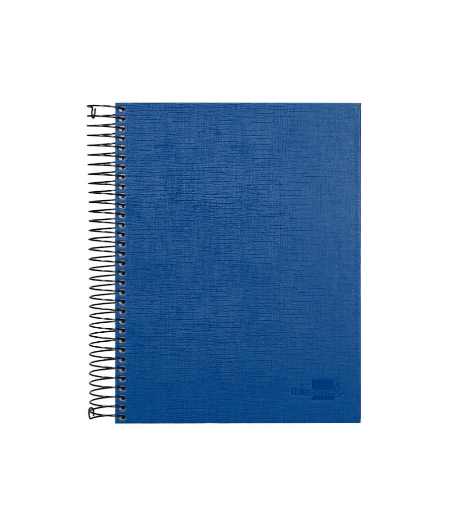 Cuaderno espiral liderpapel a5 micro papercoat tapa forrada 140h 75 gr cuadro5mm 5 bandas 6 taladros azul