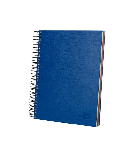 Cuaderno espiral liderpapel a5 micro papercoat tapa forrada 140h 75 gr cuadro5mm 5 bandas 6 taladros azul