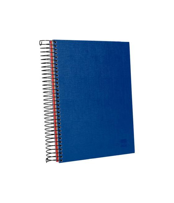 Cuaderno espiral liderpapel a5 micro papercoat tapa forrada 140h 75 gr cuadro5mm 5 bandas 6 taladros azul