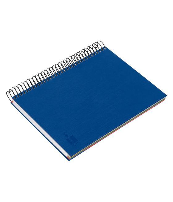 Cuaderno espiral liderpapel a5 micro papercoat tapa forrada 140h 75 gr cuadro5mm 5 bandas 6 taladros azul