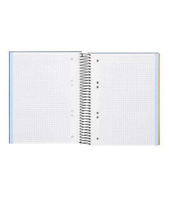 Cuaderno espiral liderpapel a5 micro papercoat tapa forrada 140h 75 gr cuadro5mm 5 bandas 6 taladros azul