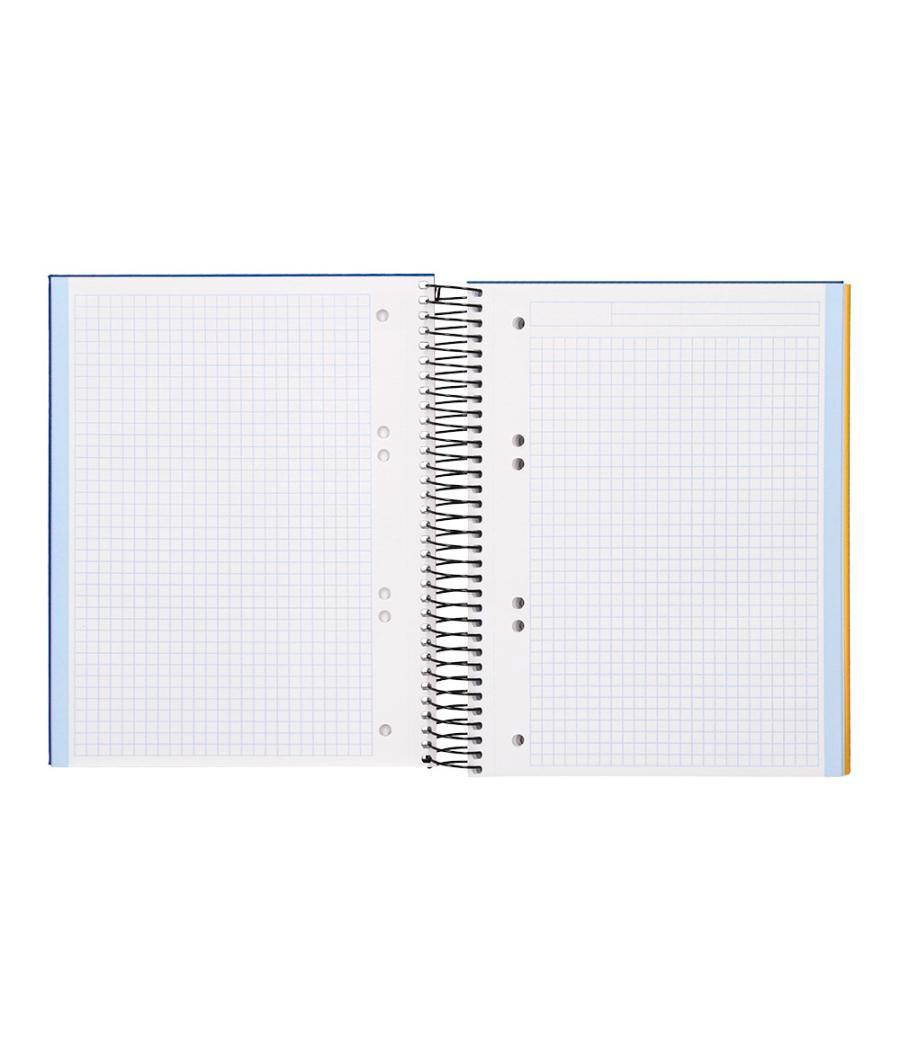 Cuaderno espiral liderpapel a5 micro papercoat tapa forrada 140h 75 gr cuadro5mm 5 bandas 6 taladros azul