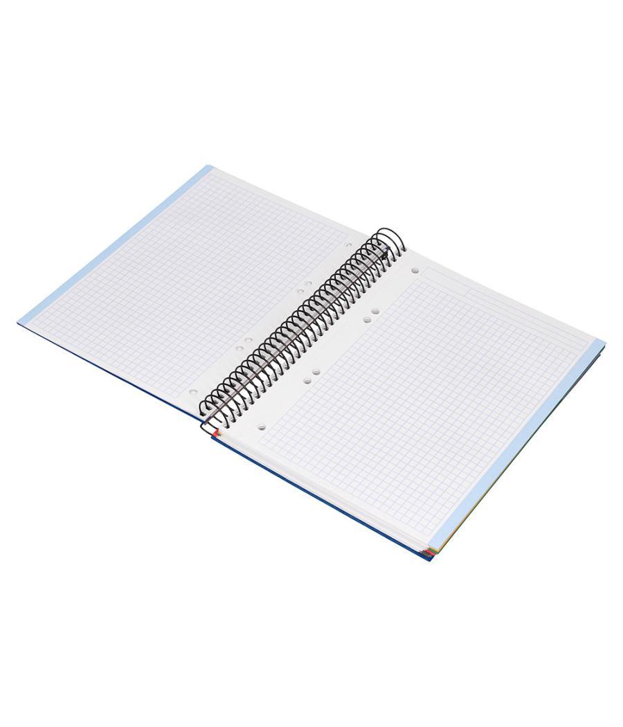 Cuaderno espiral liderpapel a5 micro papercoat tapa forrada 140h 75 gr cuadro5mm 5 bandas 6 taladros azul