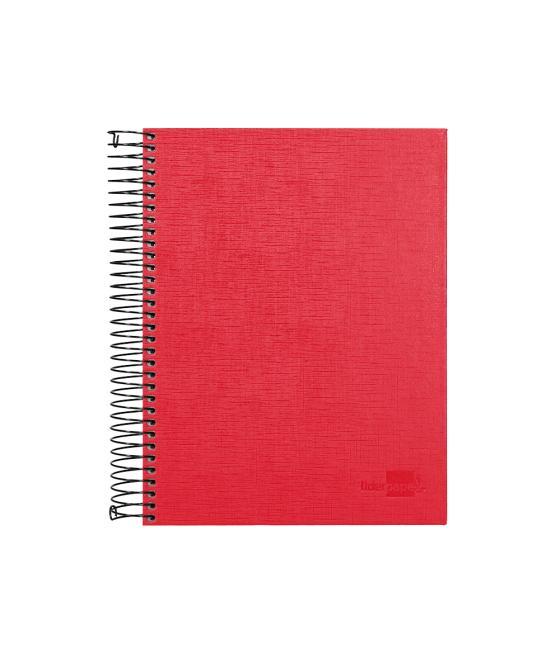 Cuaderno espiral liderpapel a5 micro papercoat tapa forrada 140h 75 gr cuadro5mm 5 bandas 6 taladros rojo